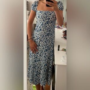 Reformation blue and white short sleeve dress